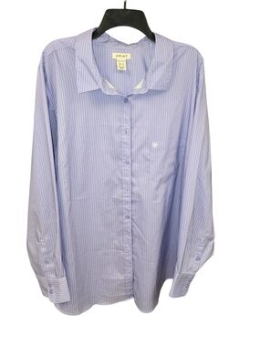 Ariat Women's 3X Lavender & White Pinstripe Long Sleeve Button Down Shirt